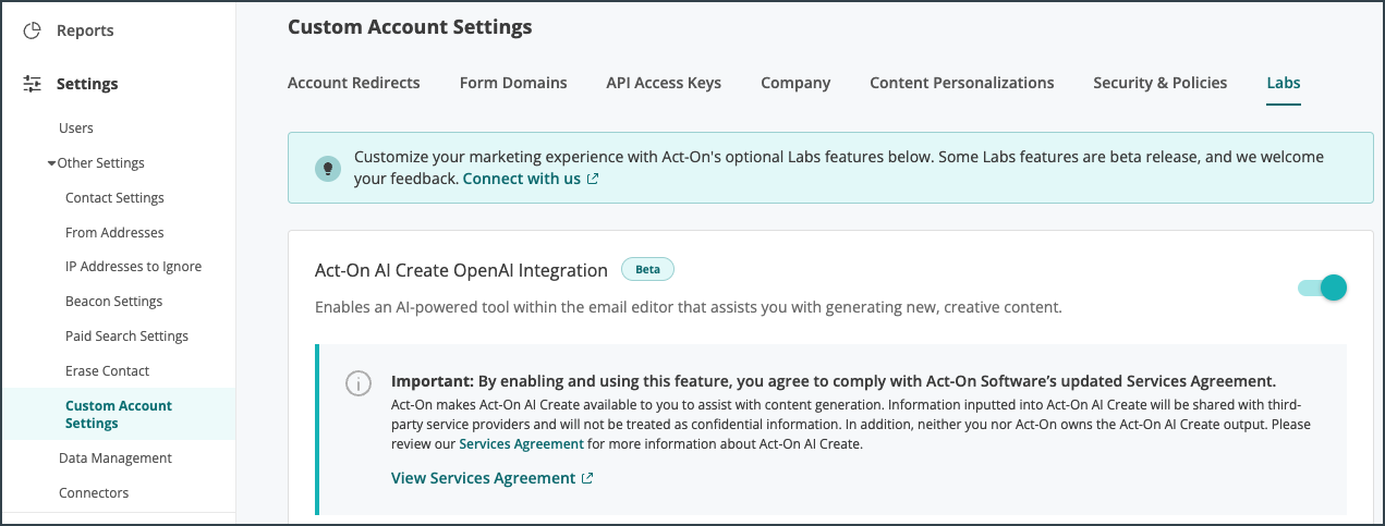How to Enable Act-On AI Create