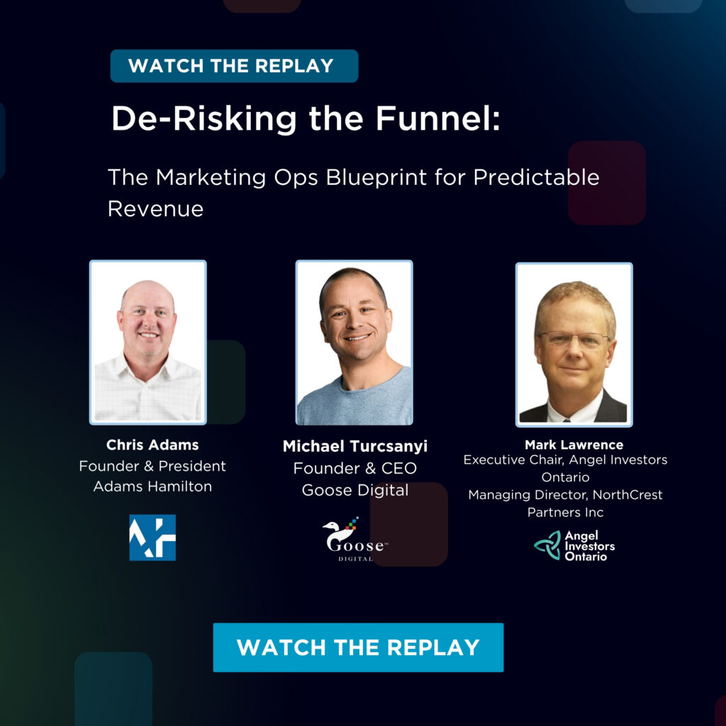Webinar Replay Banner titled 'De-Risking the Funnel: The Marketing Ops Blueprint for Predictable Revenue.'