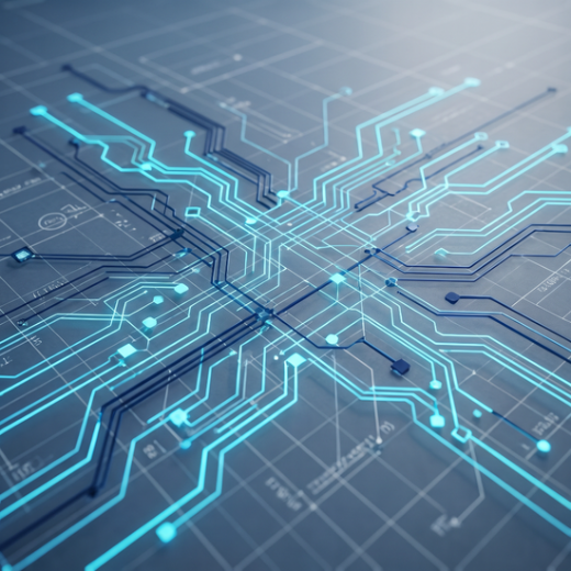 An abstract representation of connected digital supply chain pathways and data analytics flowing into an automated marketing network.