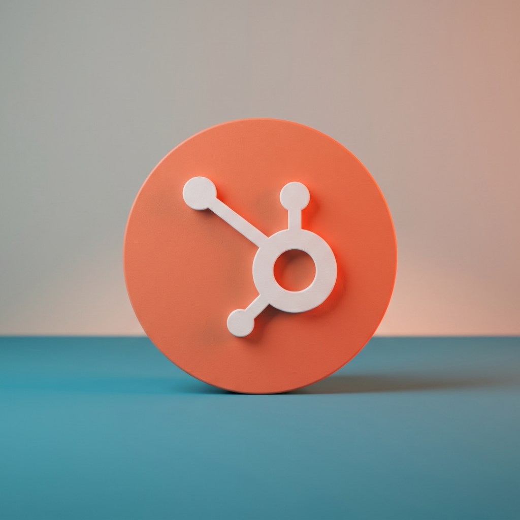 HubSpot logo with aesthetic background.