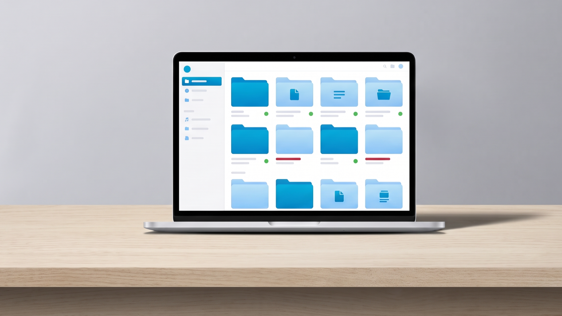 minimalist digital library interface showing clean folders and templates being optimized. 
